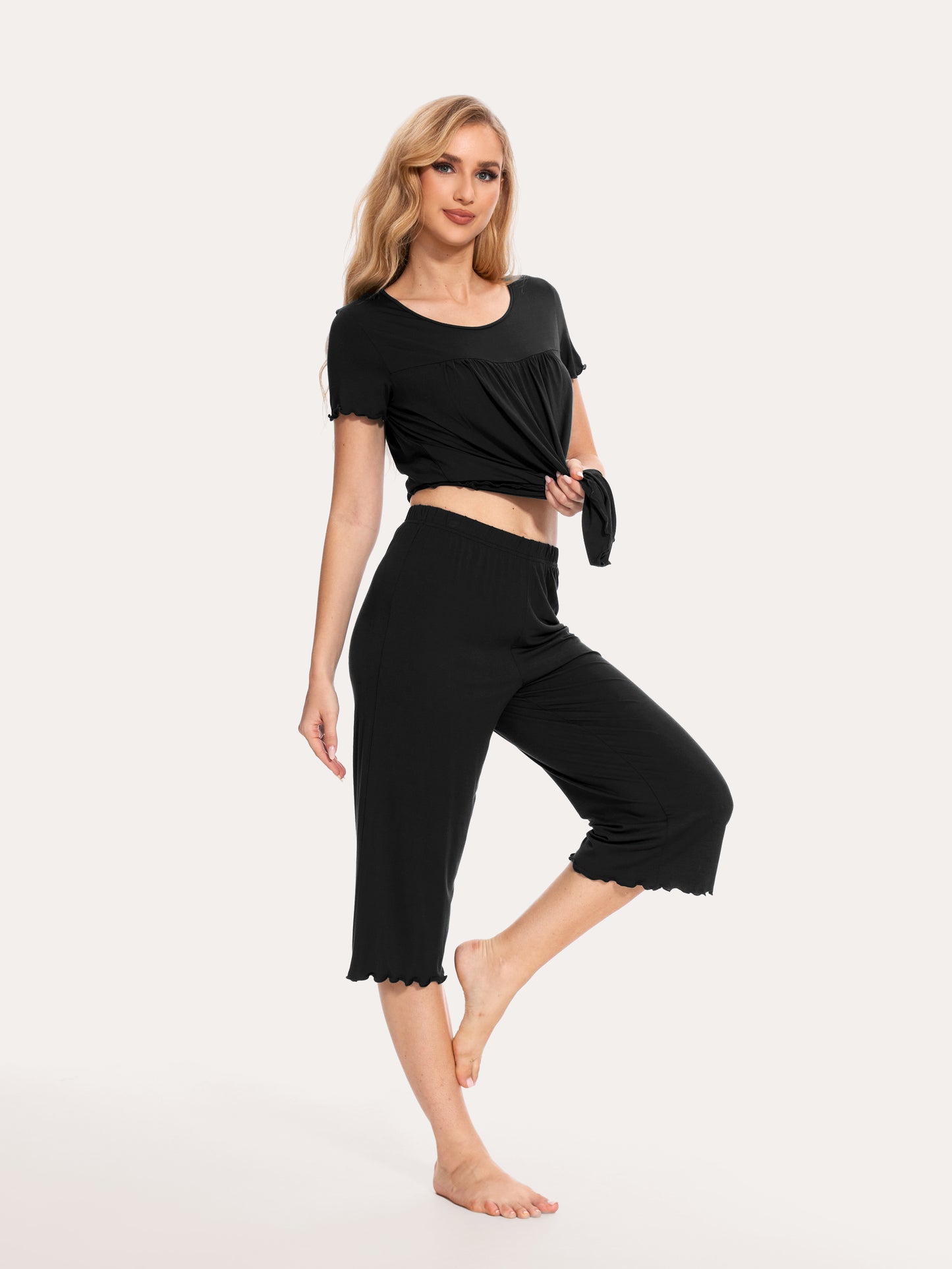 GYS Bamboo Short Sleeves Top With Shorts - GYS