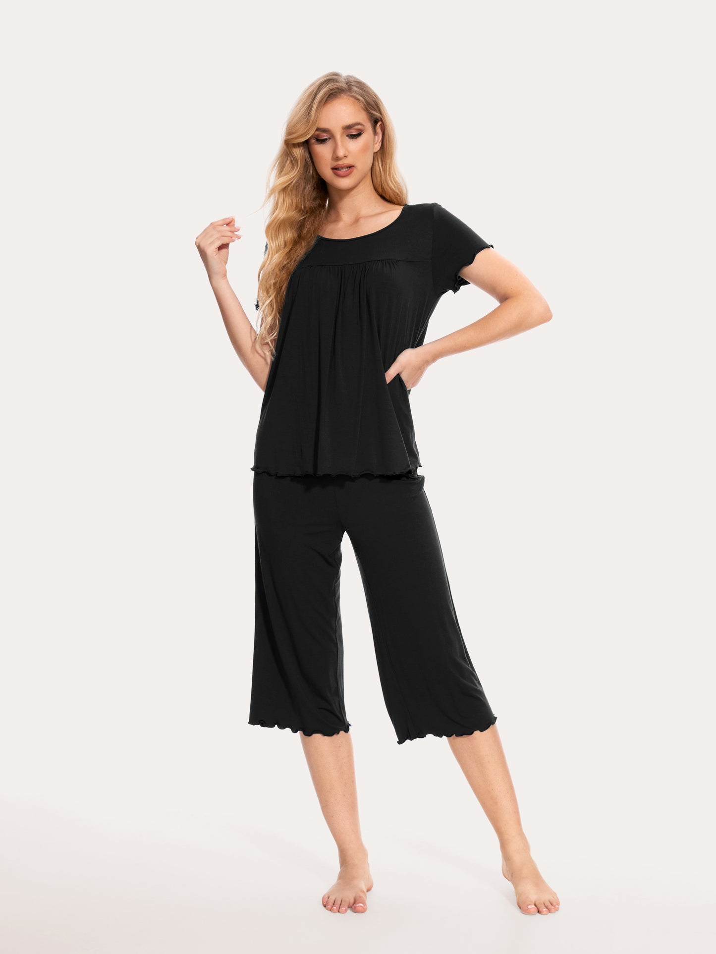 GYS Bamboo Short Sleeves Top With Shorts - GYS