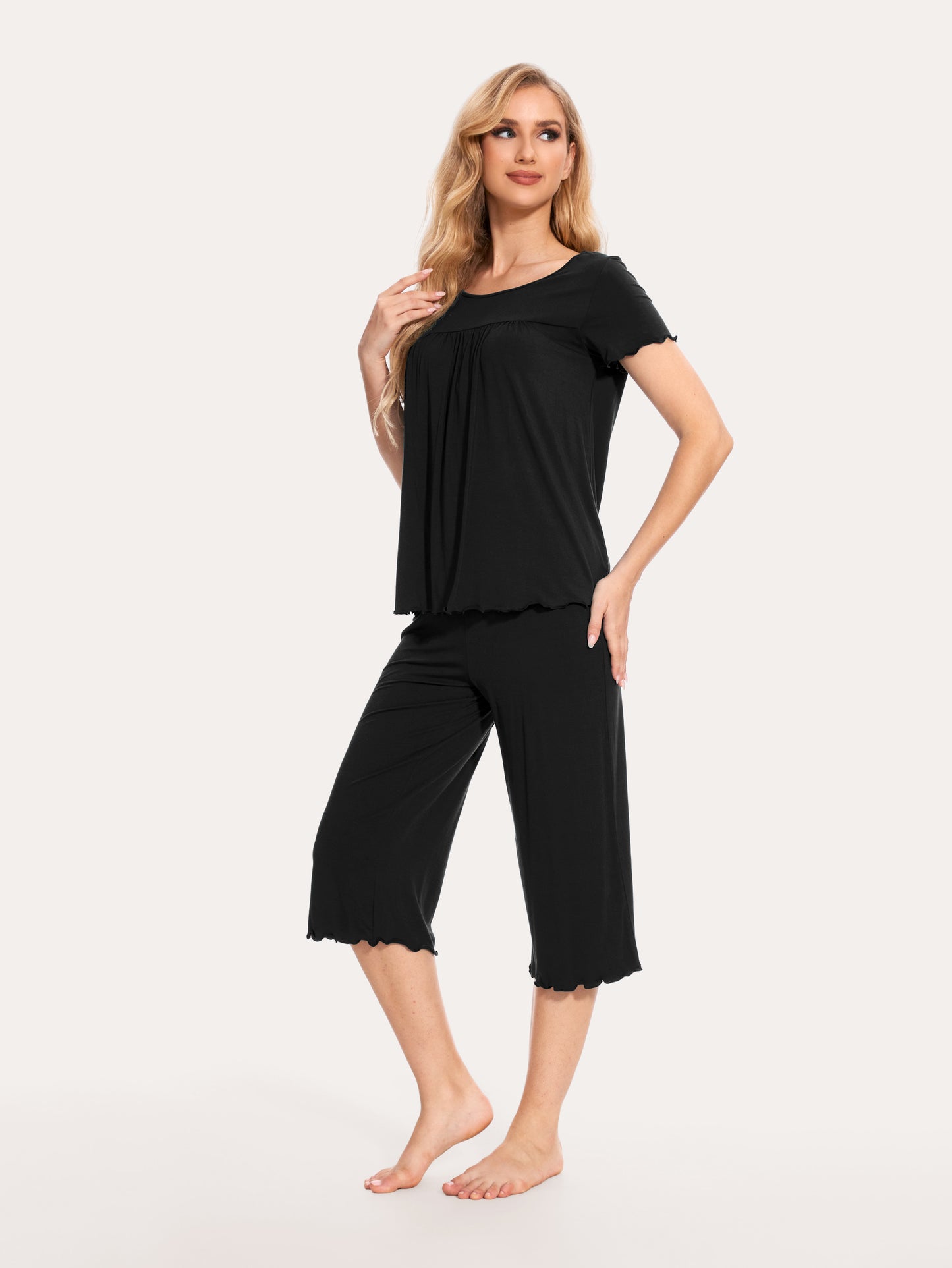 GYS Bamboo Short Sleeves Top With Shorts - GYS