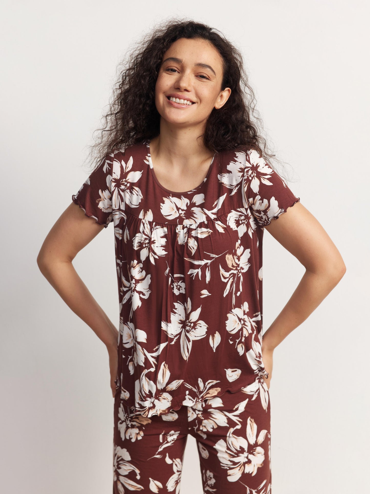 GYS Bamboo Short Sleeves Top With Shorts - GYS