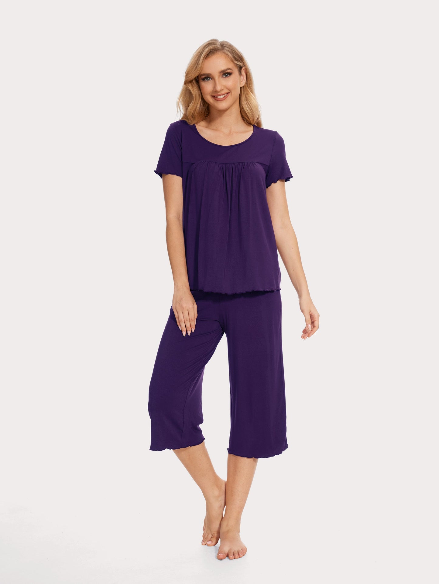 GYS Bamboo Short Sleeves Top With Shorts - GYS