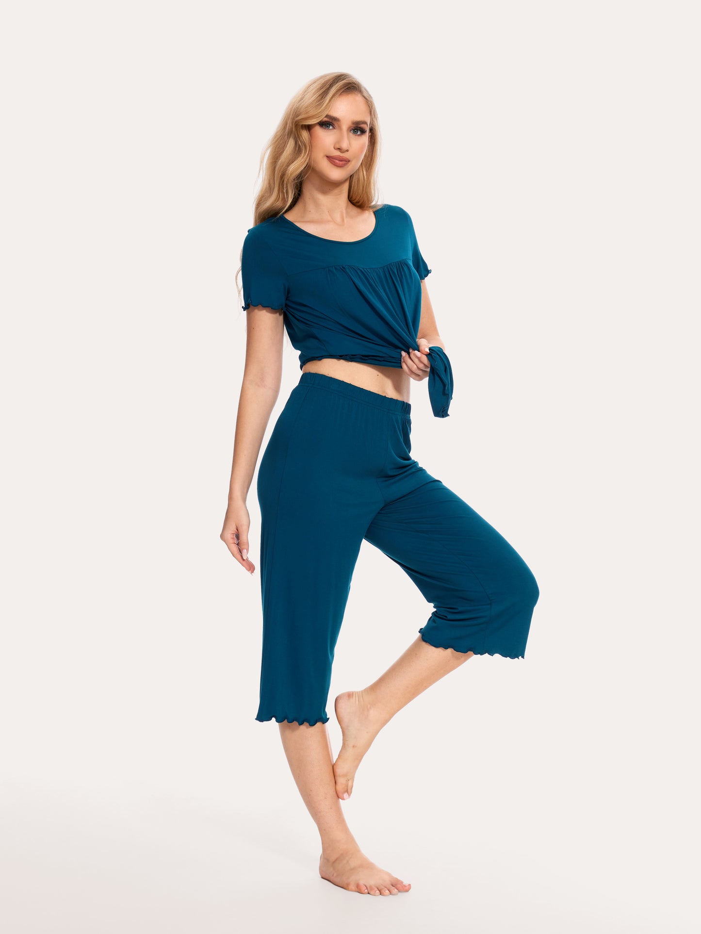 GYS Bamboo Short Sleeves Top With Shorts - GYS
