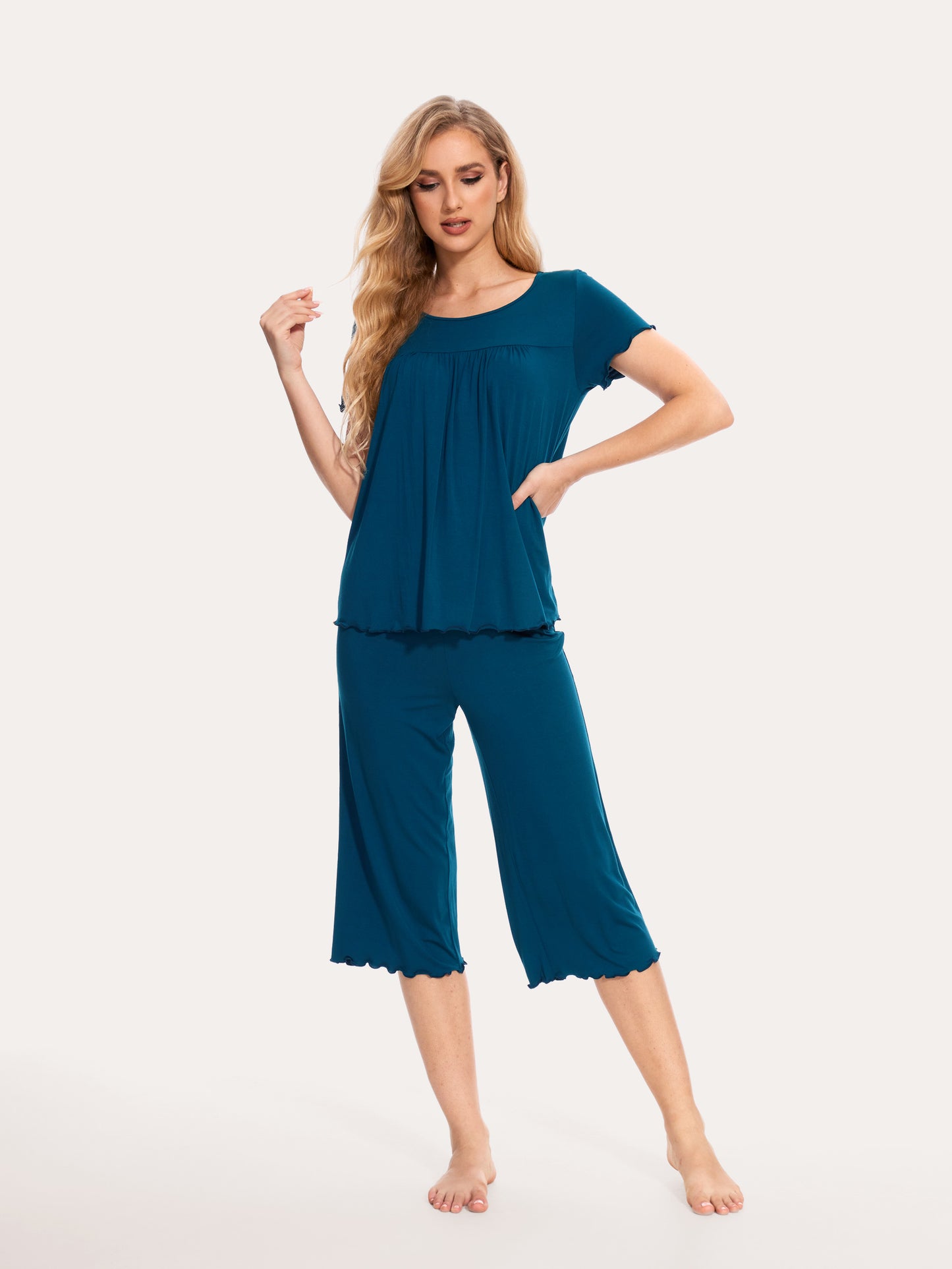 GYS Bamboo Short Sleeves Top With Shorts - GYS
