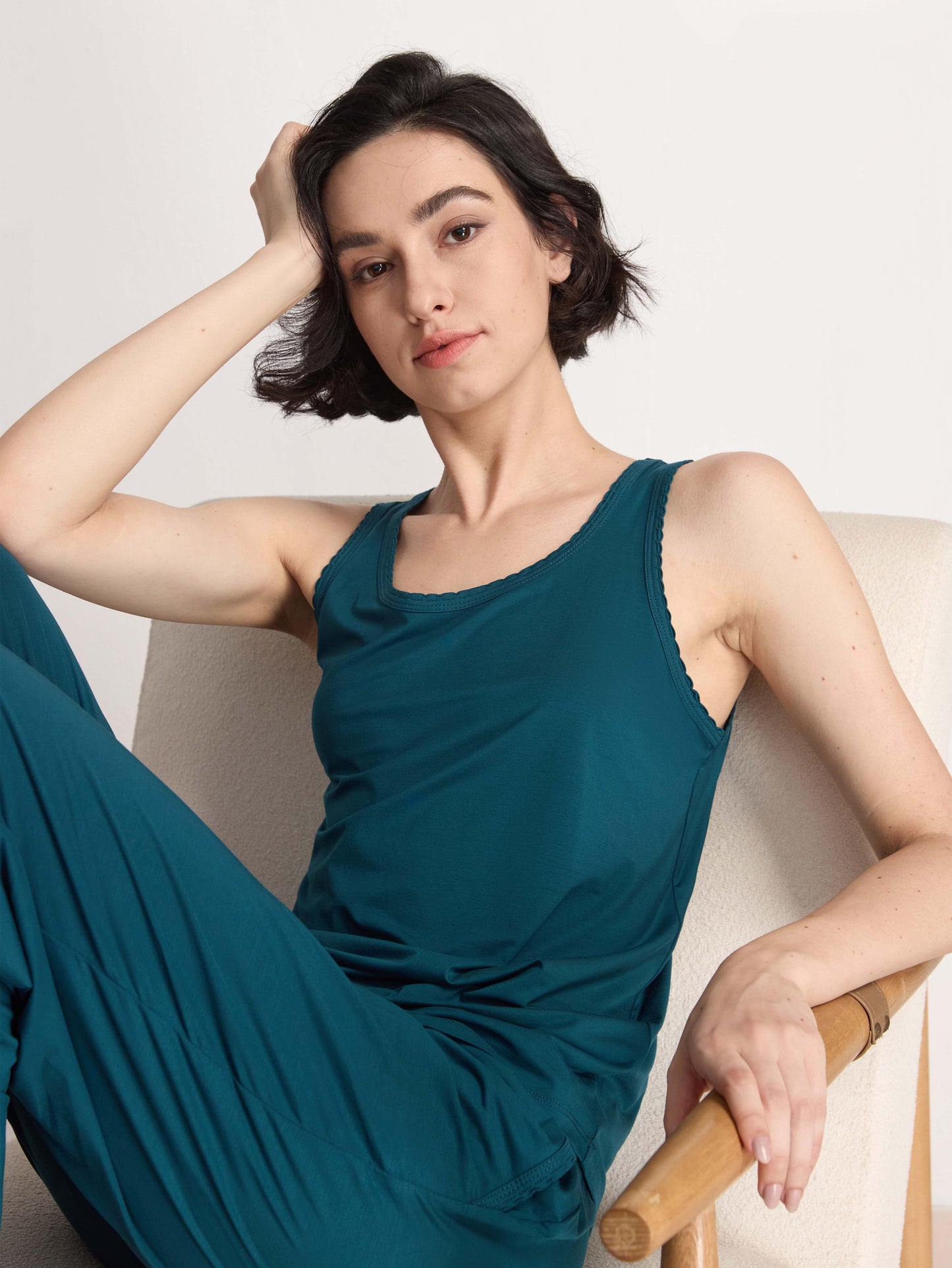GYS Premium™ Bamboo Trim Comfort Night Tank Pajama Set - GYS