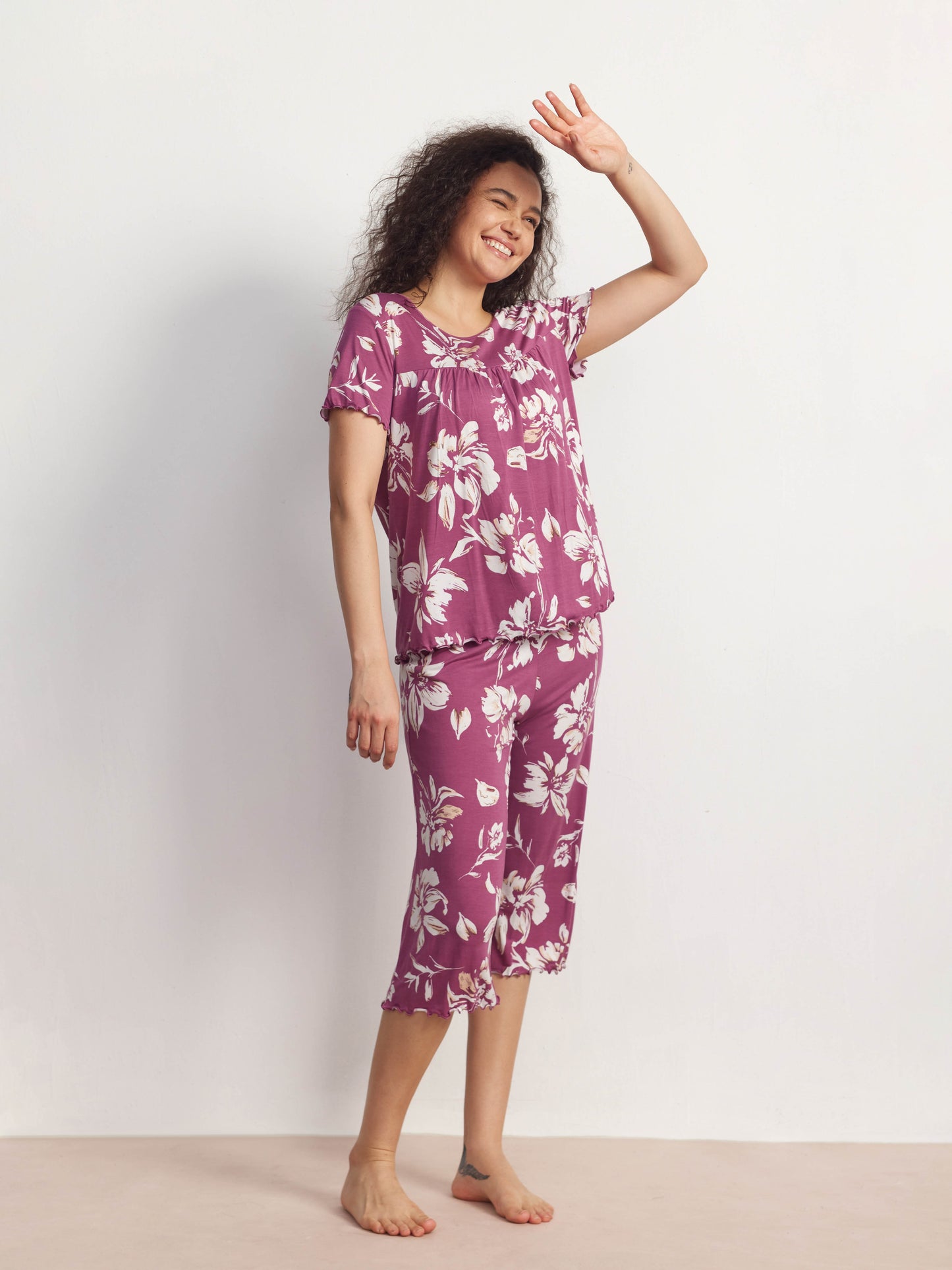 GYS Bamboo Short Sleeves Top With Shorts - GYS