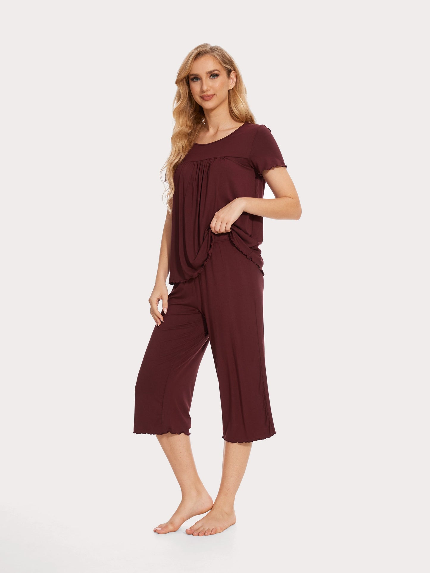 GYS Bamboo Short Sleeves Top With Shorts - GYS