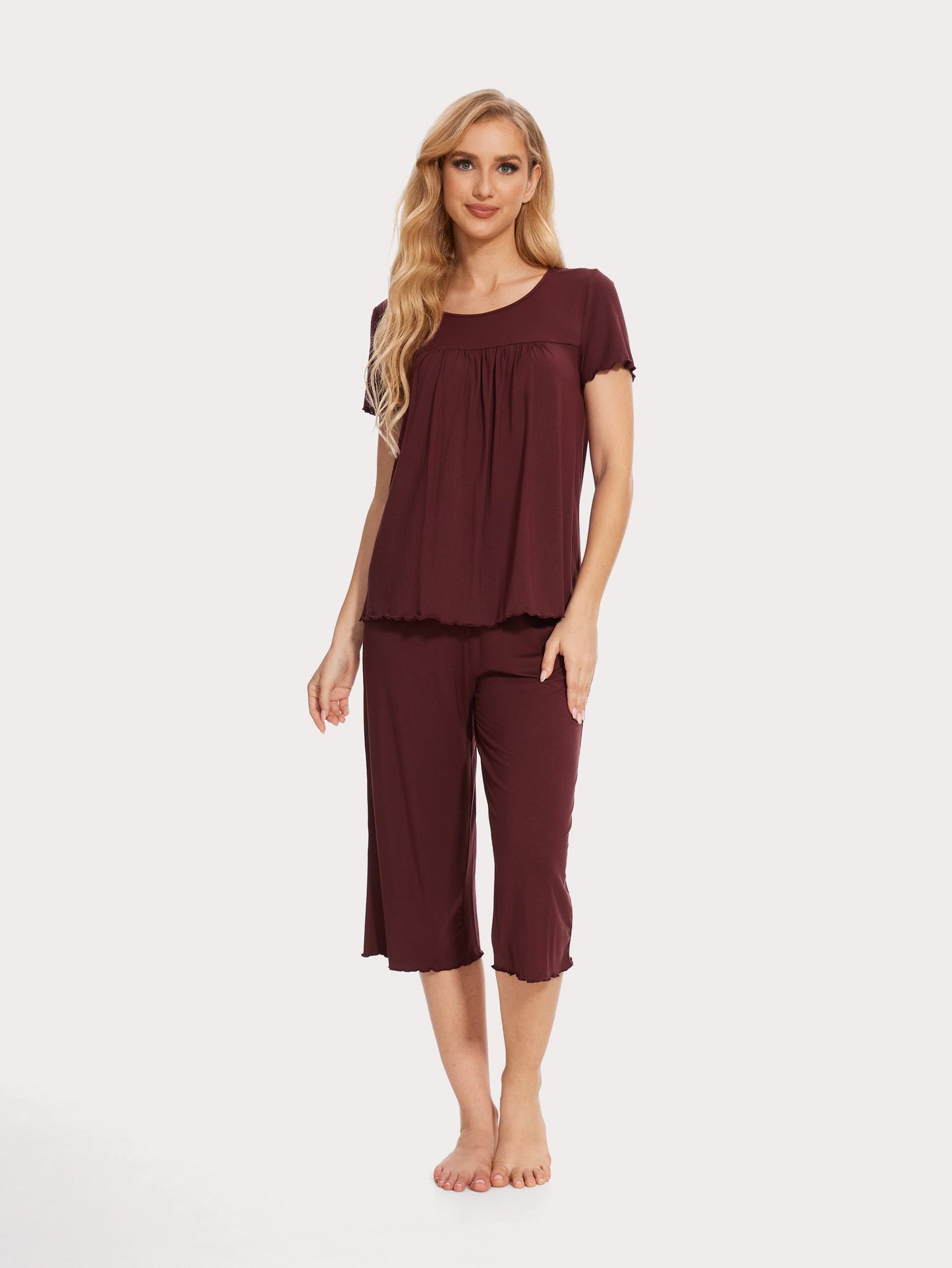 GYS Bamboo Short Sleeves Top With Shorts - GYS