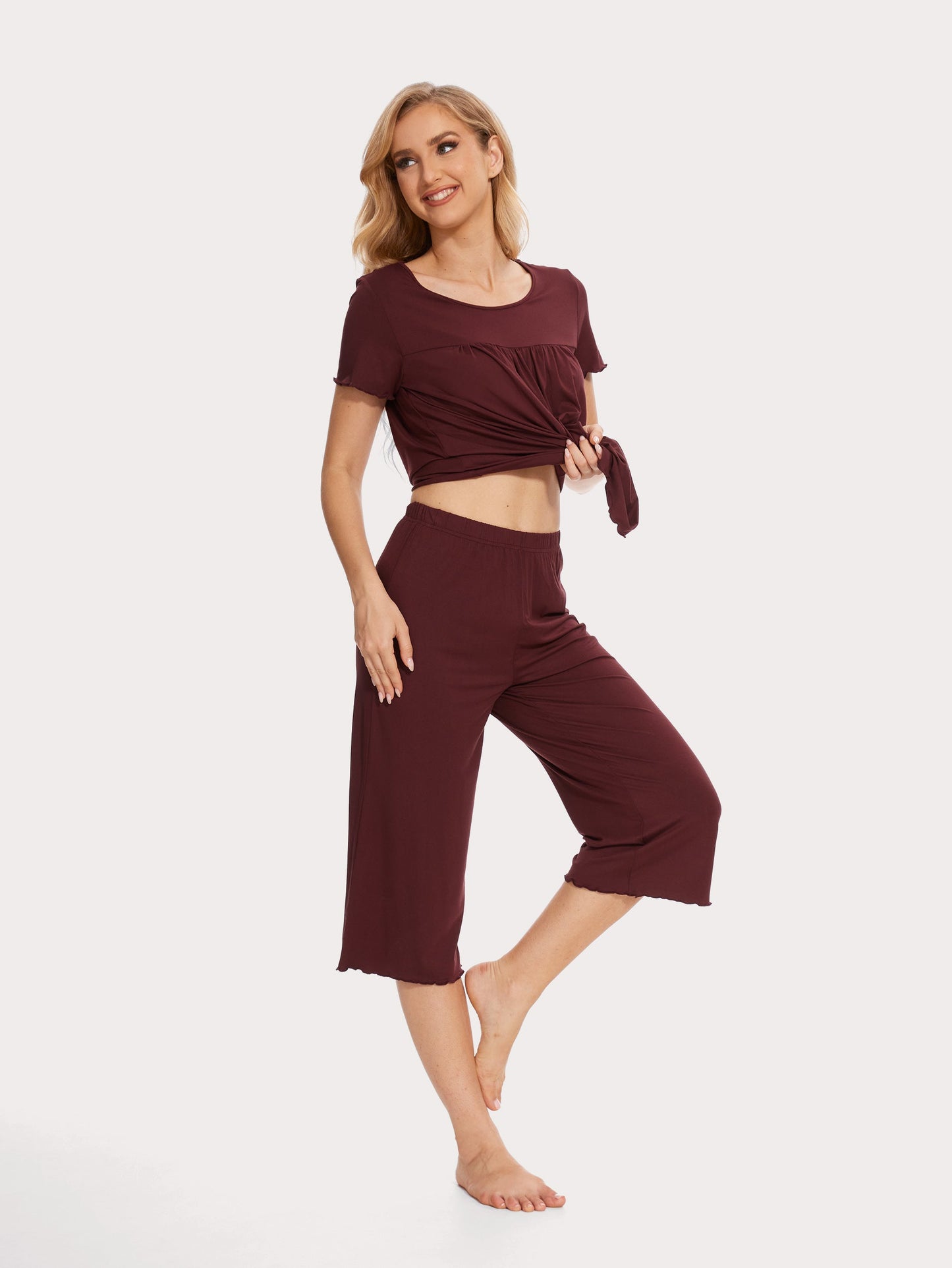GYS Bamboo Short Sleeves Top With Shorts - GYS