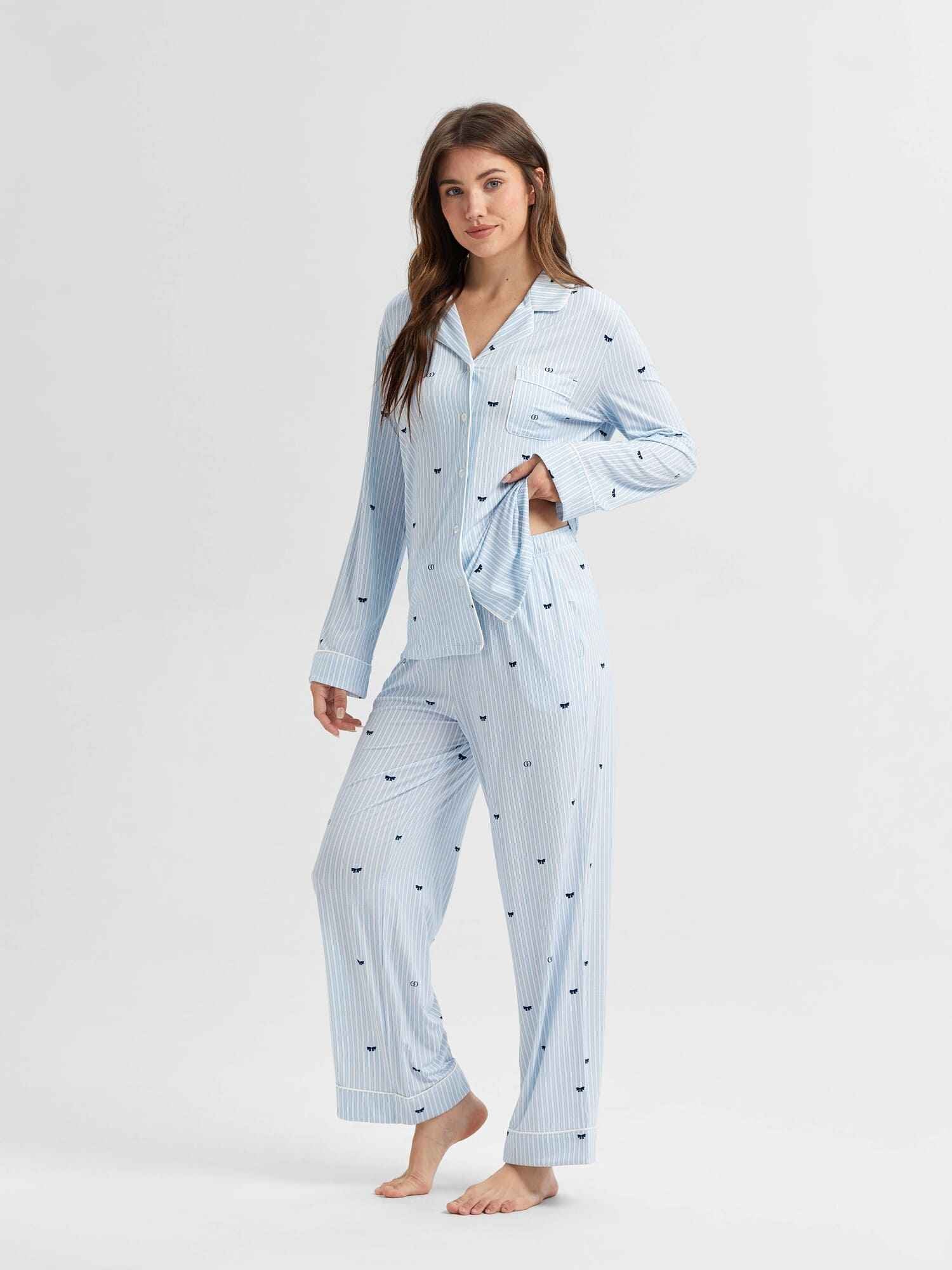 Best Pajamas for Night Sweats - Striped Long Sleeve Set | GYS – GYS Pajama