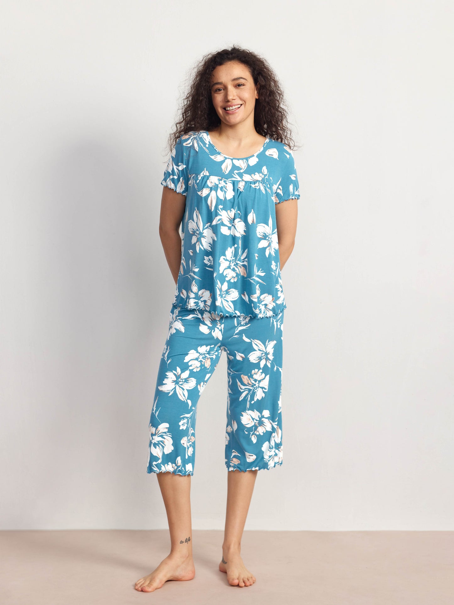 GYS Bamboo Short Sleeves Top With Shorts - GYS