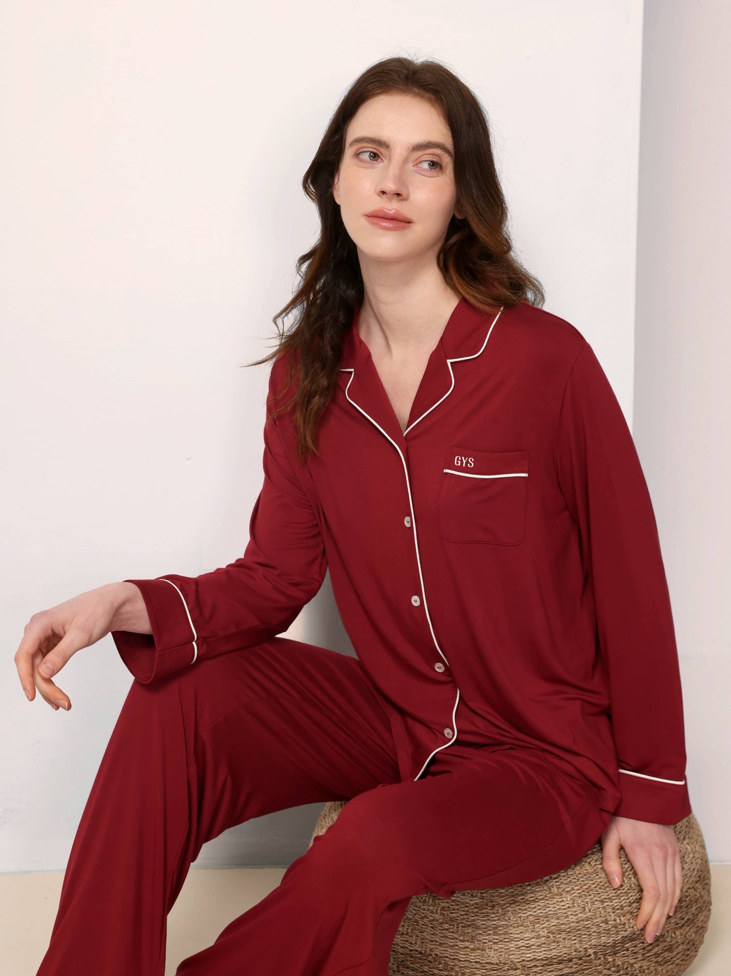 GYS Premiumâą Bamboo Stretch-Knit Long Sleeve Pajama Set - GYS
