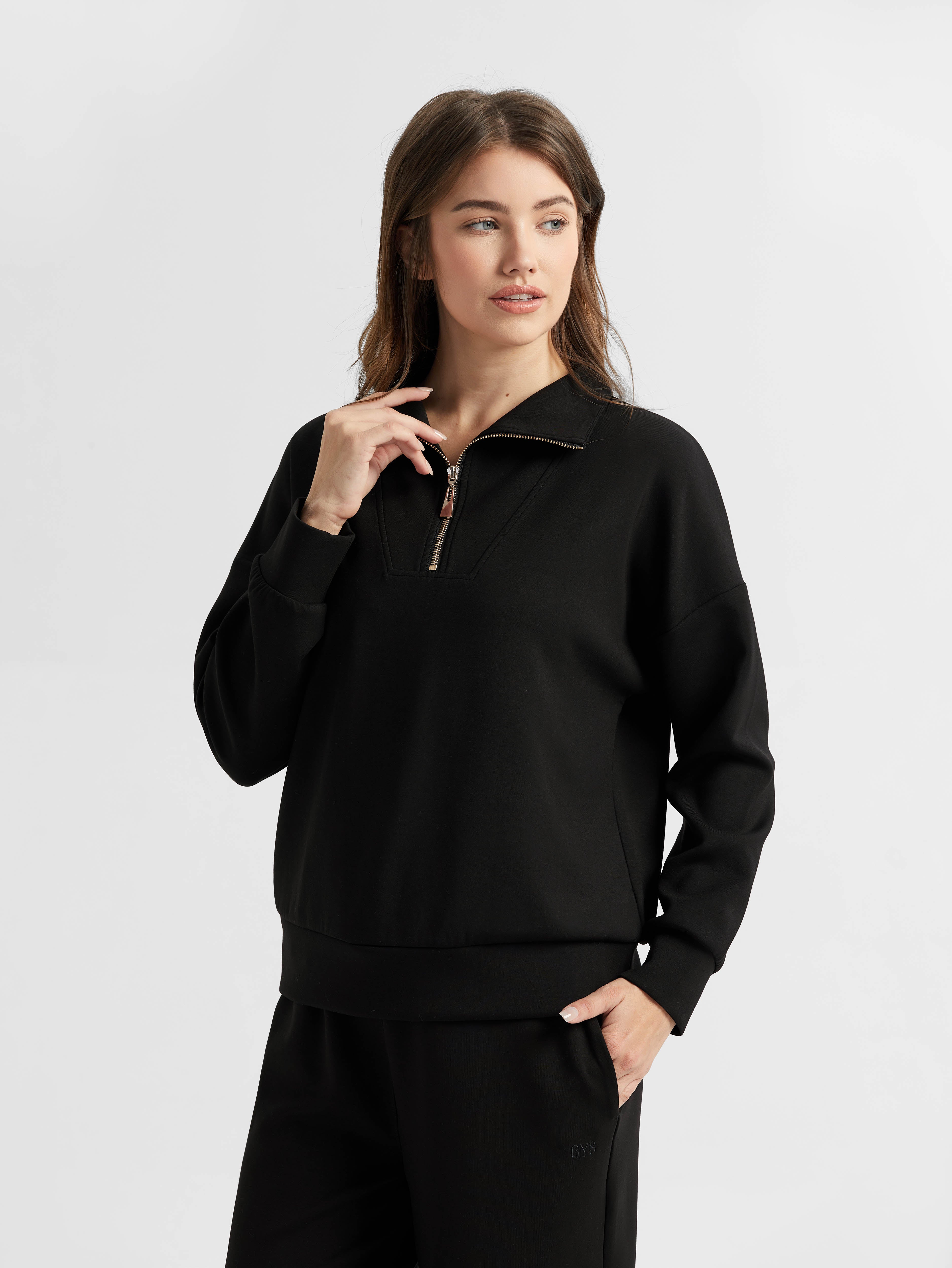 Women's Modal Air-Layer Half-Zip Pullover | GYS – GYS Pajama