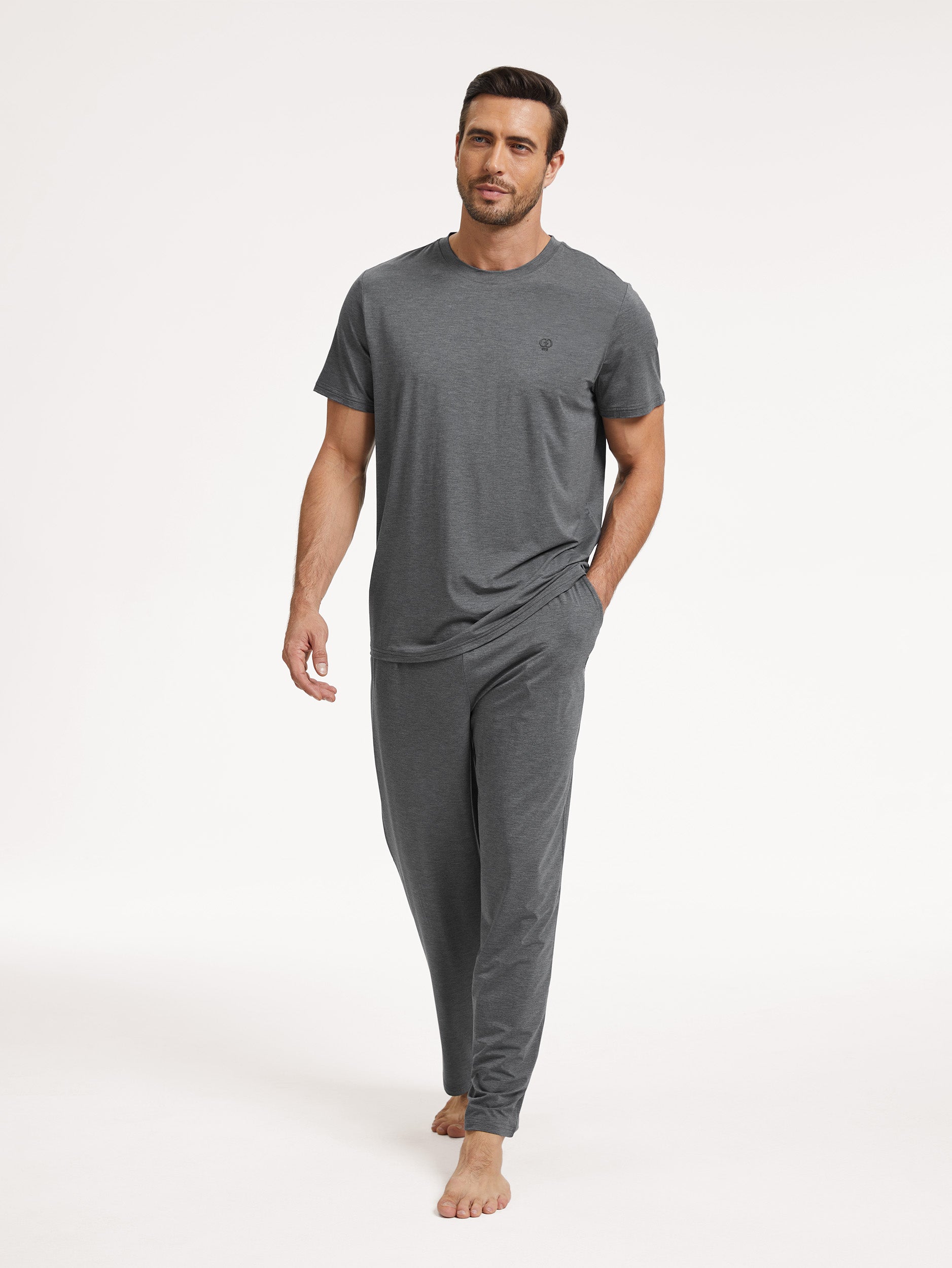 Jack & Jones Men's 2-Piece Cotton Pyjama Set – Short Sleeve, Crew Neck (S-2XL)