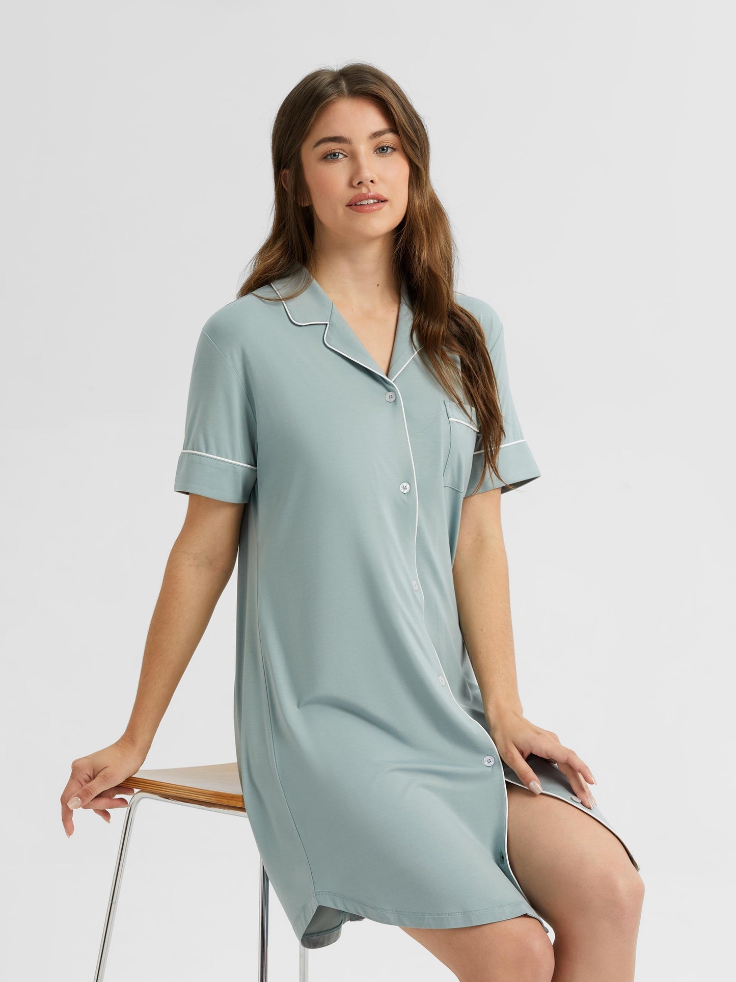 short sleeve pajama dress AKOEE Short Sleeve Satin Pajama Sleep Dress for Women Casual Summer Ruffle Lace V Neck Silky Sleepwear Short Nightgown (M, Beige), Women's, Size: