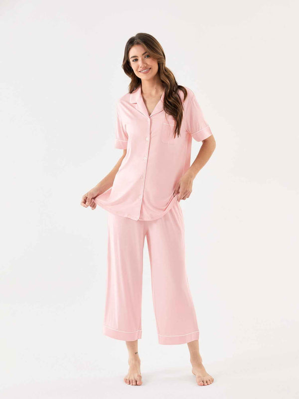 GYS Premium™ Bamboo Short Sleeve Capri Pajama Sets pink