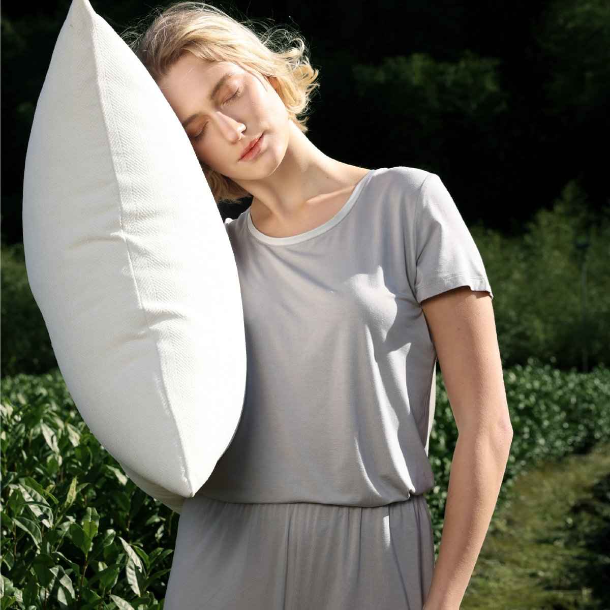 GYS Women's Bamboo Viscose Nightgown - Sleeveless V-Neck Sleep Dress, Soft & Breathable (Purplish Grey Silver, M) 4 thumbnail image