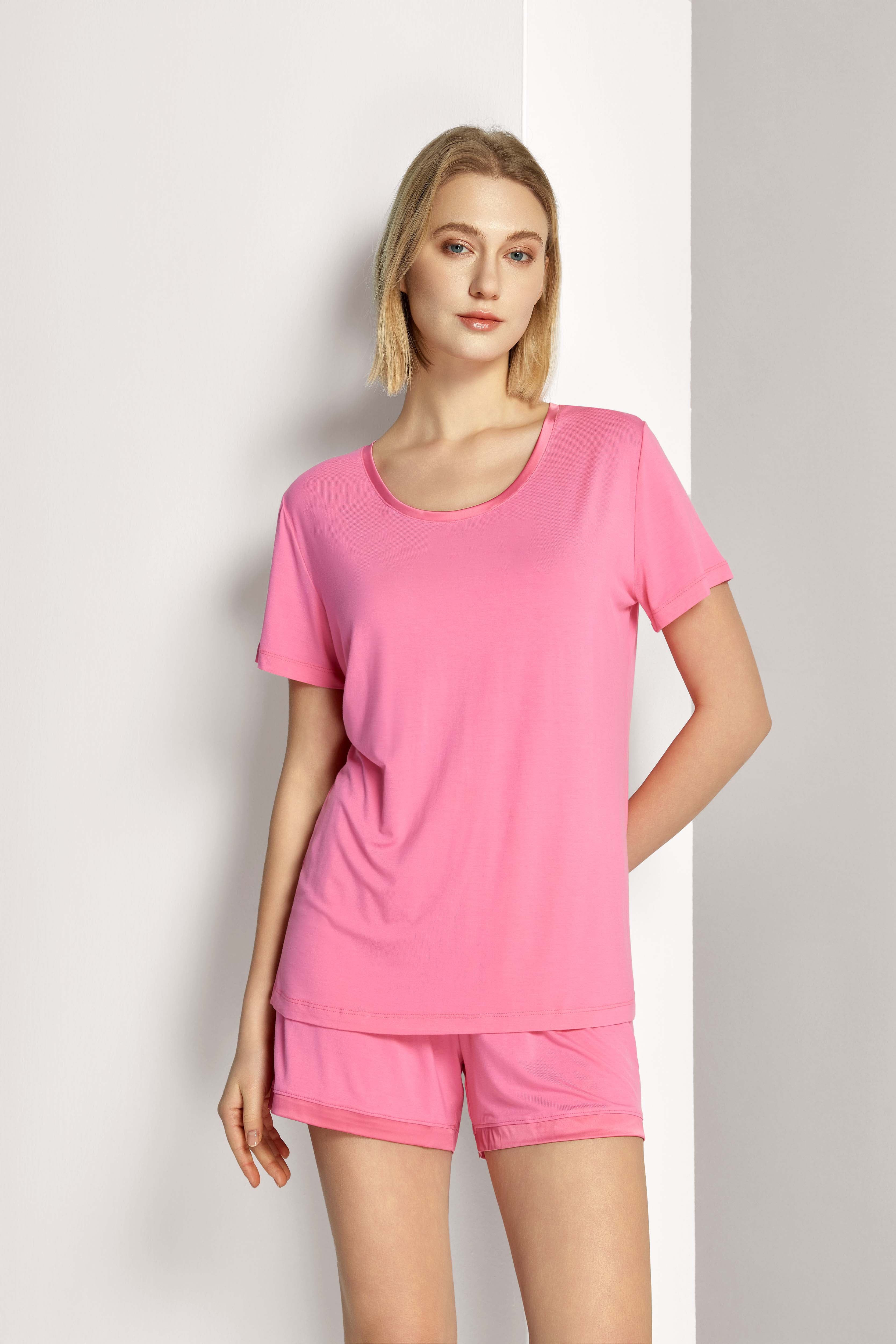 GYS Women's Long Sleeve Bamboo Viscose Pajama Top - Soft Lounge Shirt, Crew Neck, Loose Fit